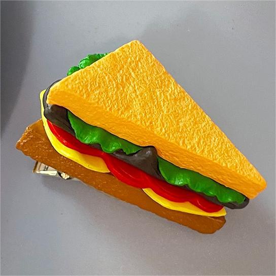 1 pçs bonito engraçado simulação comida hambúrguer clipe dos desenhos animados para crianças batatas fritas bolo grampo de cabelo menina presente aniversário festa decoração: Lavanda