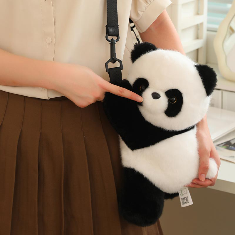 Pulsera de peluche con forma de Panda pequeño para niñas, muñeco de peluche de animales Kawaii, bolsa de decoración