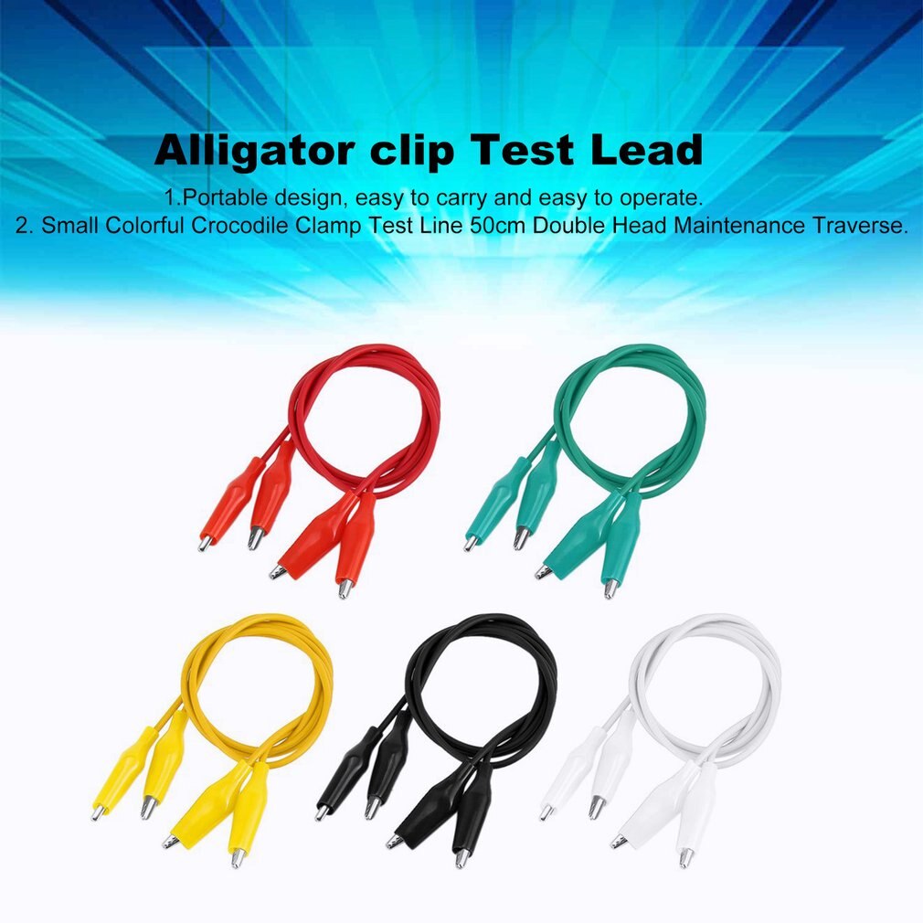10 Stks/partij Kleine Kleurrijke Krokodil Klem Test Lijn 50Cm Dubbele Kop Onderhoud Traverse Krokodil Kabel Alligator Jumper Draad