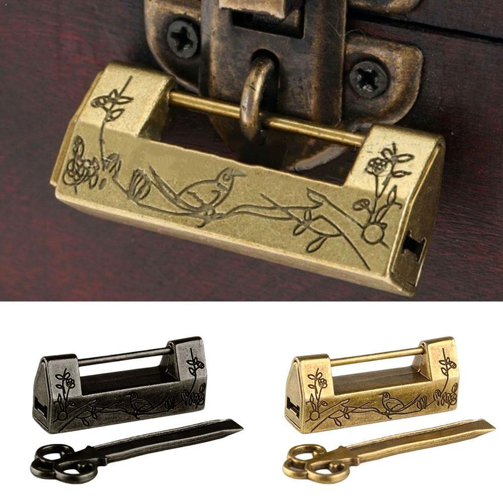 Mot de passe cadenas serrure métal chinois Vintage Antique rétro clé bijoux combinaison Bronze/noir serrures Bronze Mini mot de passe
