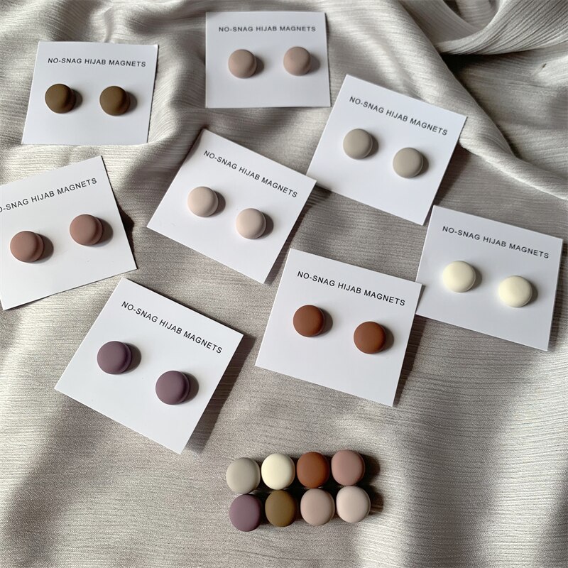 12 stück/einstellen sichere hijab-macaron-brosche, starke metallbeschichtung, magnetischer hijab-Clip, luxus-accessoire, keine lochnadeln, broschen magnetisch