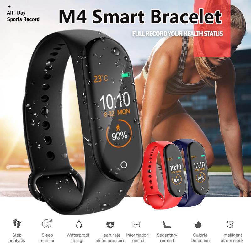 Sport Running Pedometer M4 Smart Wristband Heart Rate Waterproof Touch Screen Bluetooth Fitness Tracker Pedometer