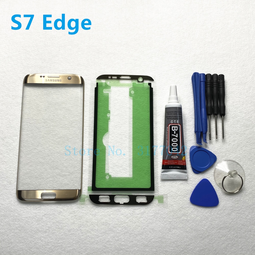 Front Outer Glass Lens Panel replacement For Samsung Galaxy S7 Edge G935 G935F S7 G930 G930F LCD touch screen + B-7000 glue Tool