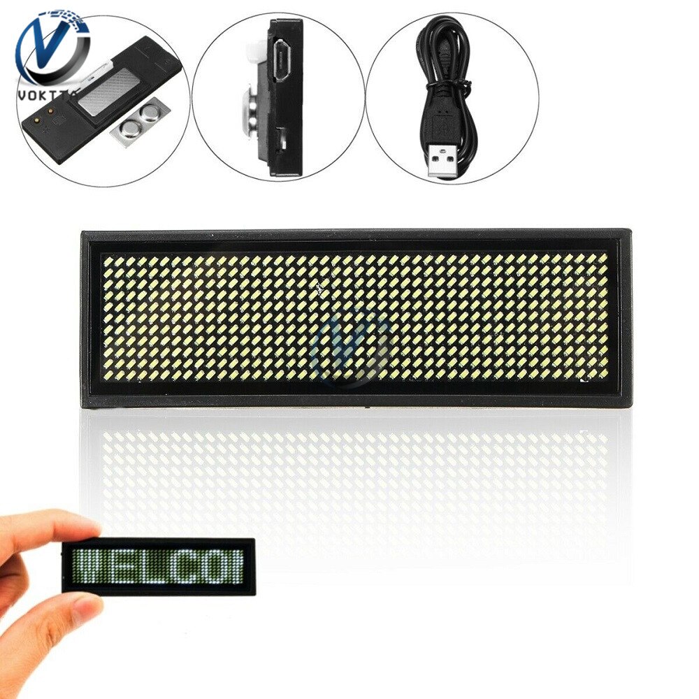 Mini LED Digital Display Aufladbare Programmierbare Name Abzeichen 15 Display Sprachen Durable Scrollen Led Tag Zeichen Abzeichen Modul: WHITE