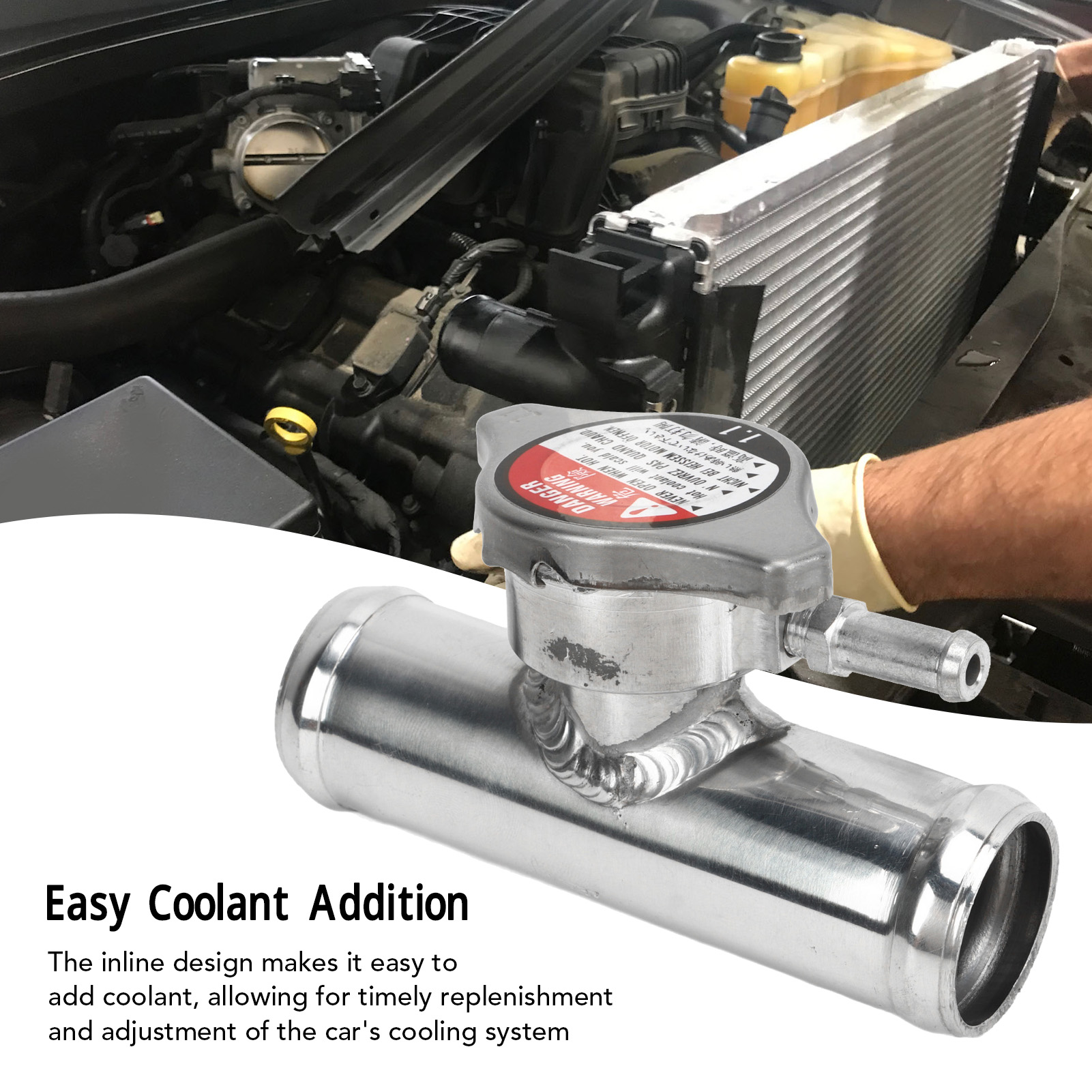 Cuello de llenado de refrigerante Cuello de llenado de manguera de radiador 32 mm Eficiente Aluminio T6061 resistente a altas temperaturas con 16 PSI para automóviles