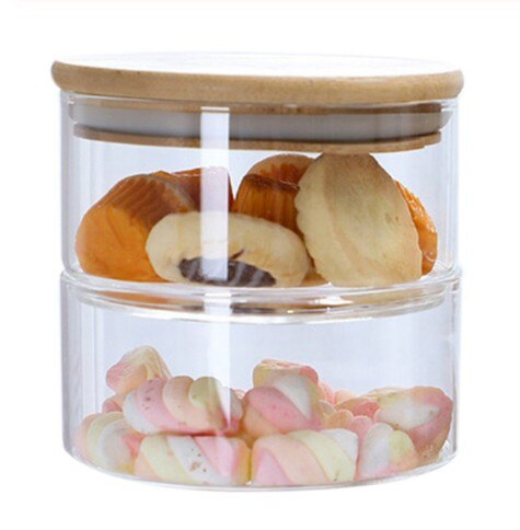 1200 ml 3-layer glass can kitchen food bulk container set for spice dry fruit storage tank salad bowl box: The two level