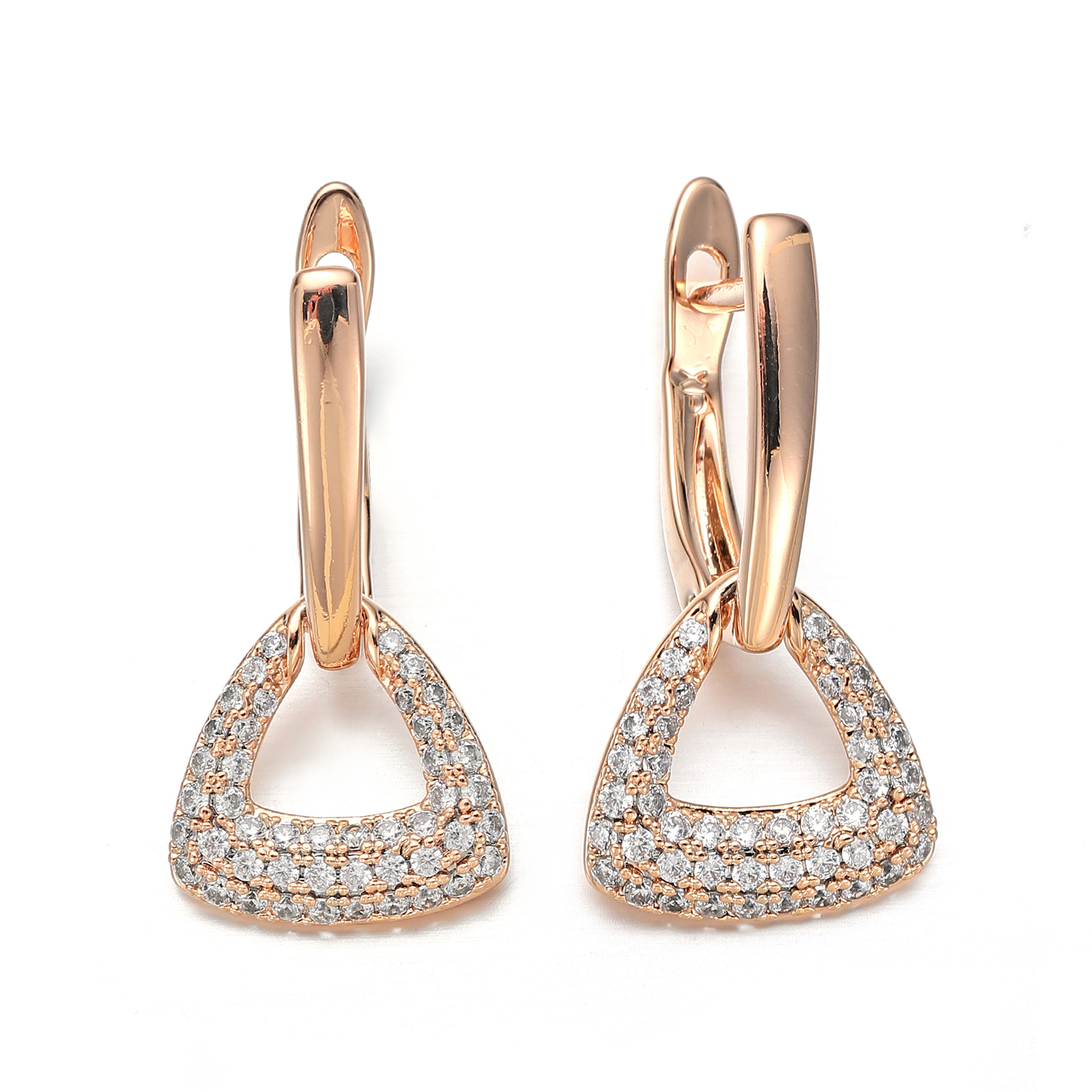 Pendientes colgantes de cristal de circón de para mujer, aretes estéticos de redondos huecos de Color dorado, de joyería: Bañado en rodio de imitación