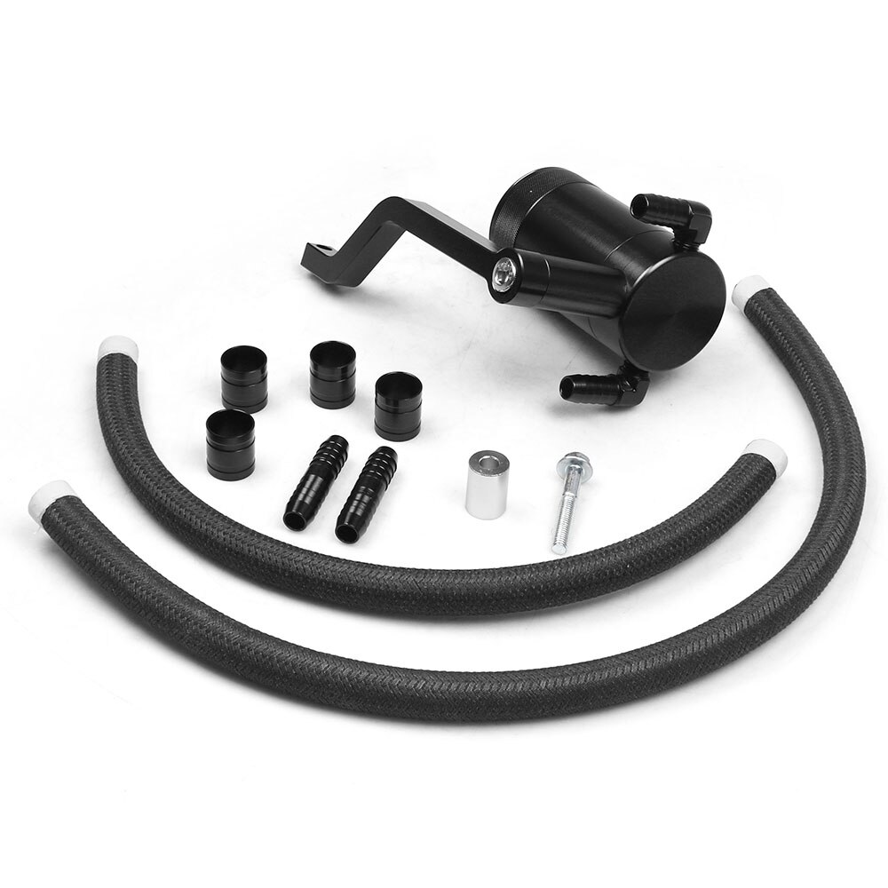 0.18L Aluminum Oil Catch Can Tank With Baffle Plate For Dodge Ram 1500 2500 3500 5.7L 6.4L HEMI BX102252: black