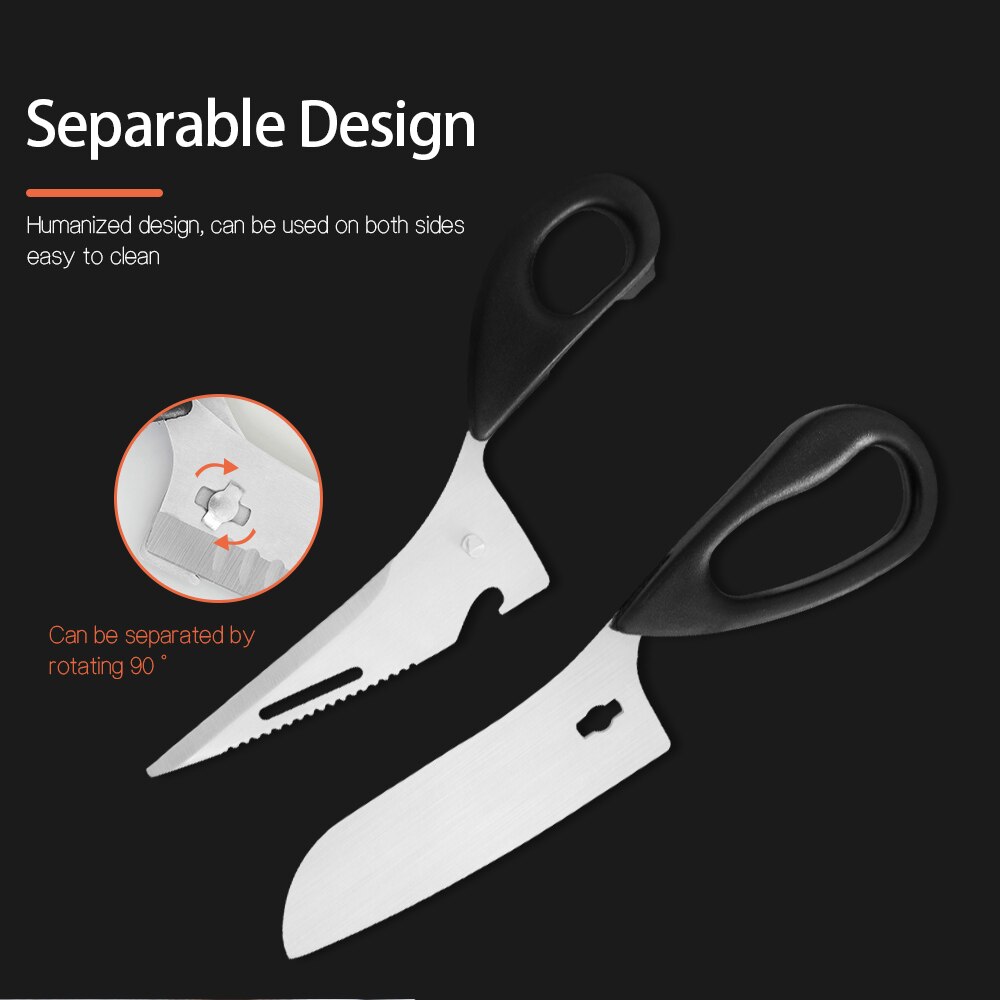 7 in 1 Versatile Kitchen Scissors 2cr13 Stainless Steel Heavy Duty Shear Sharp Chicken Bone Fish Scales Cutter Fruit Peeler