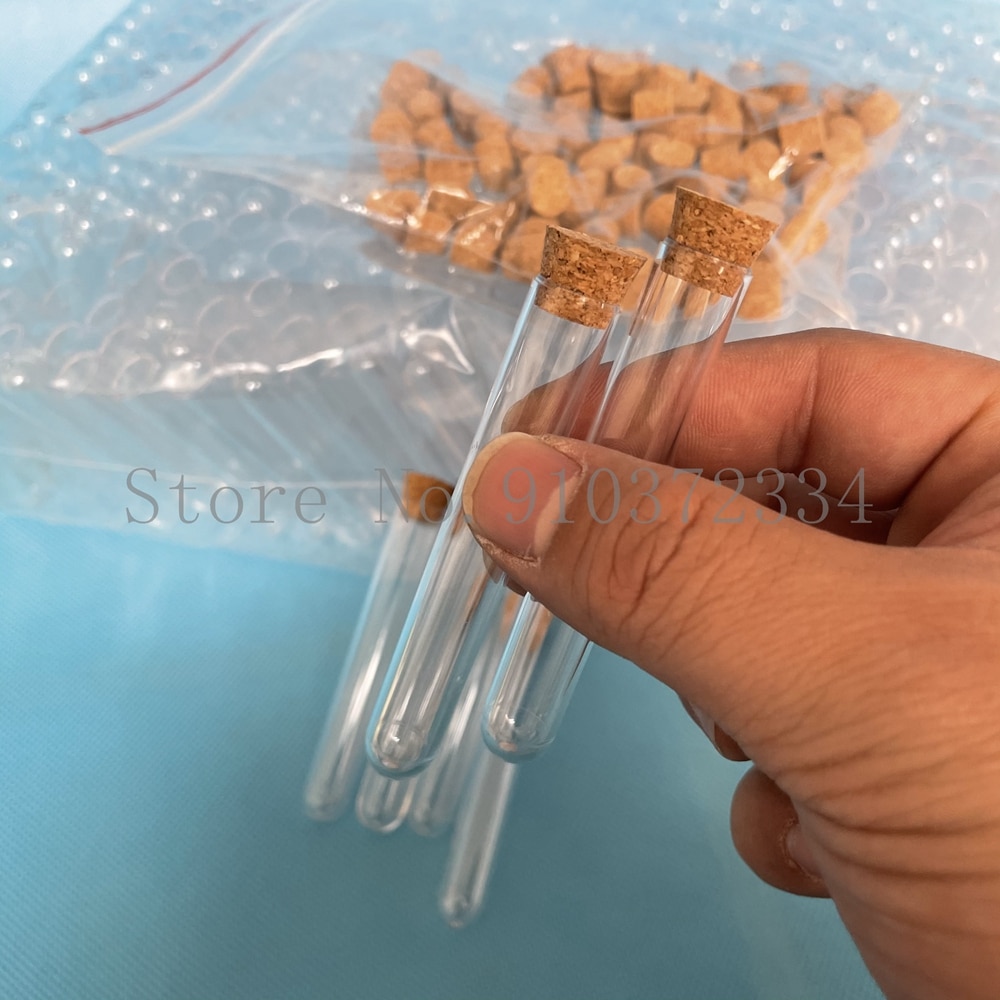500pcs 13x78mm School Lab Clear Plastic Test Tubes With Corks Caps, Wedding Favor Tube, Party Candy Container