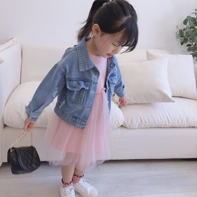 Chaqueta vaquera con bordado de flores para niña, ropa Abrigos de para niños, ropa de otoño para niñas, ropa de abrigo, Chaquetas vaqueras, abrigo para niños