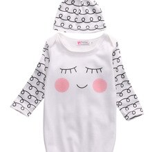 2 stk dragt !! bomulds søvnige øjne + rosenrøde kinder tøj baby kjole klæder + hat spædbarn nyfødt