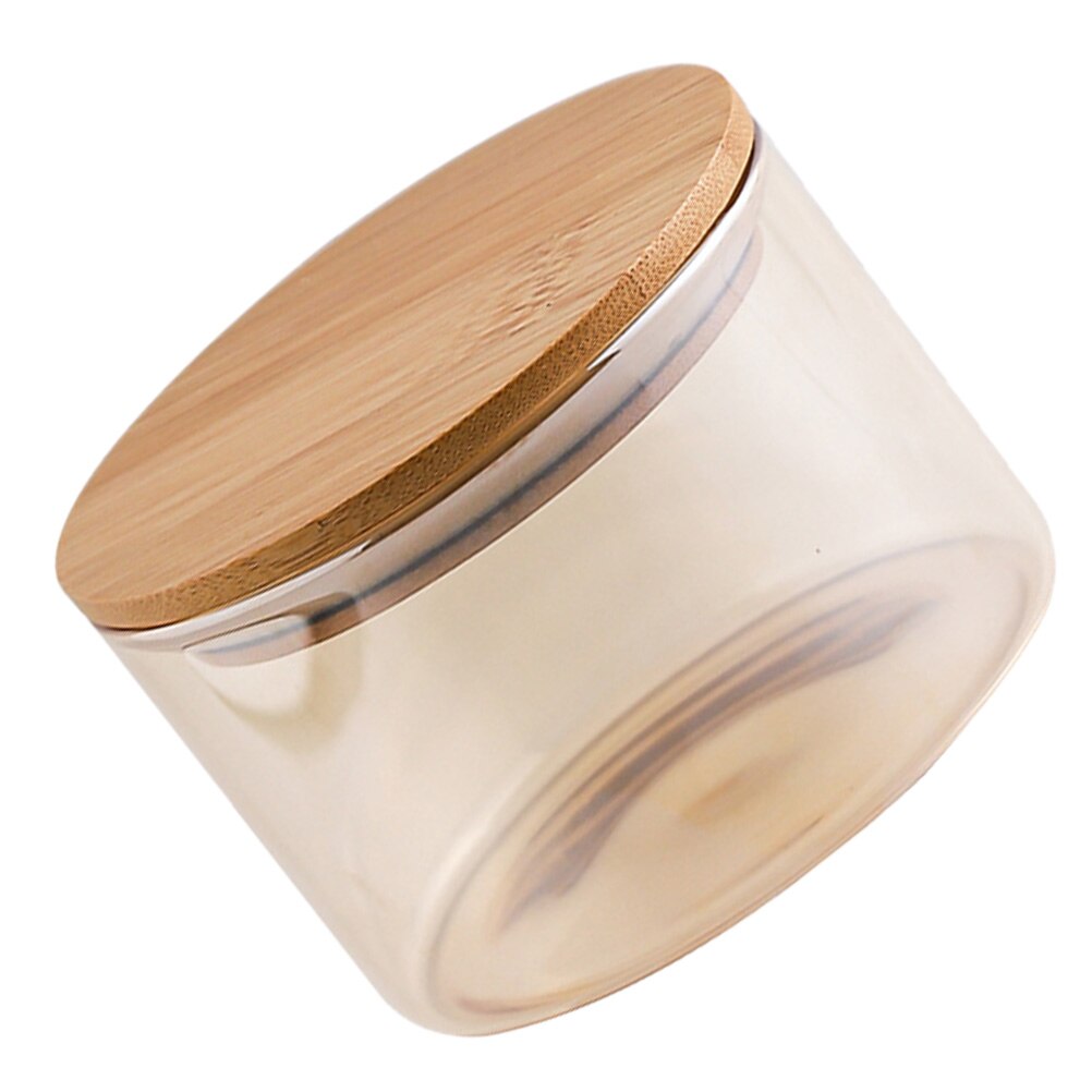 Bocal de stockage de fruits secs en verre, récipient de cuisine scellé avec couvercle en bois # h5 1 pièce: Amber