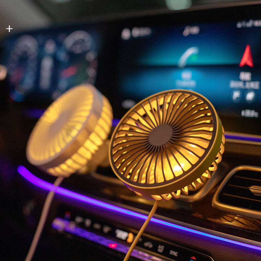 Usb autoventilator auto-interieuraccessoires 360 graden ronde autokoelaccessoires zwenkventilator ventilatieplaat zomer  dc 5v