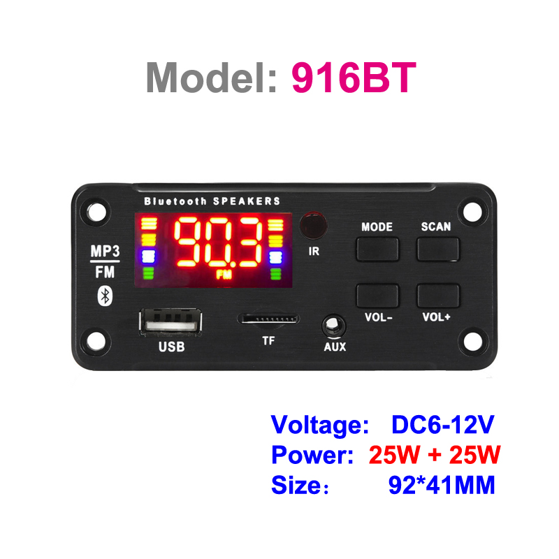 2*25w amplificador bluetooth mp3 placa decodificadora carro mp3 player módulo de gravação usb rádio fm aux para alto-falante áudio handsfree diy: Vermelho