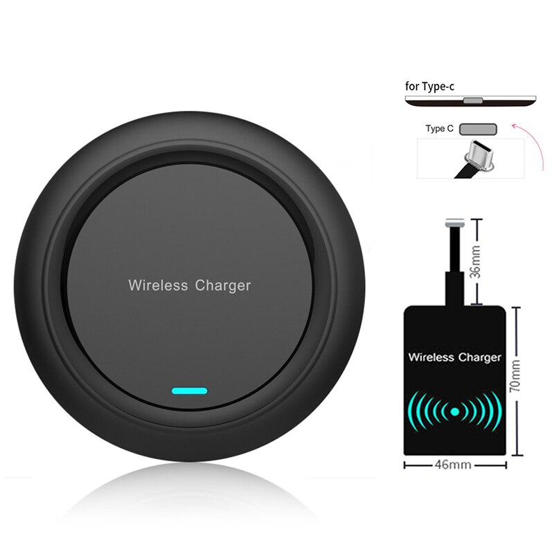 Qi Wireless Charger Pad & Receiver 10W Fast Charging For Samsung S20 S10 iPhone 11 Pro Xs Max X 8 Plus Wireless Quick Charge Set: Black Type C