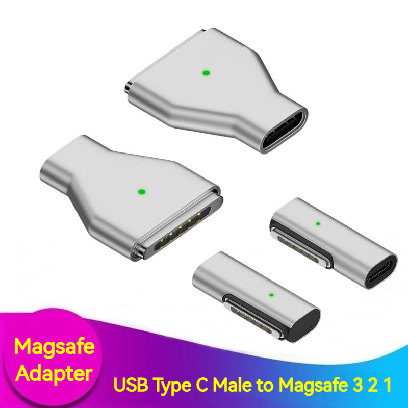 Adaptador de carga rápida USB tipo C PD magnético de aleación de 140W para Magsafe 3 2 1 MacBook Air Pro indicador Led convertidor de enchufe magnético