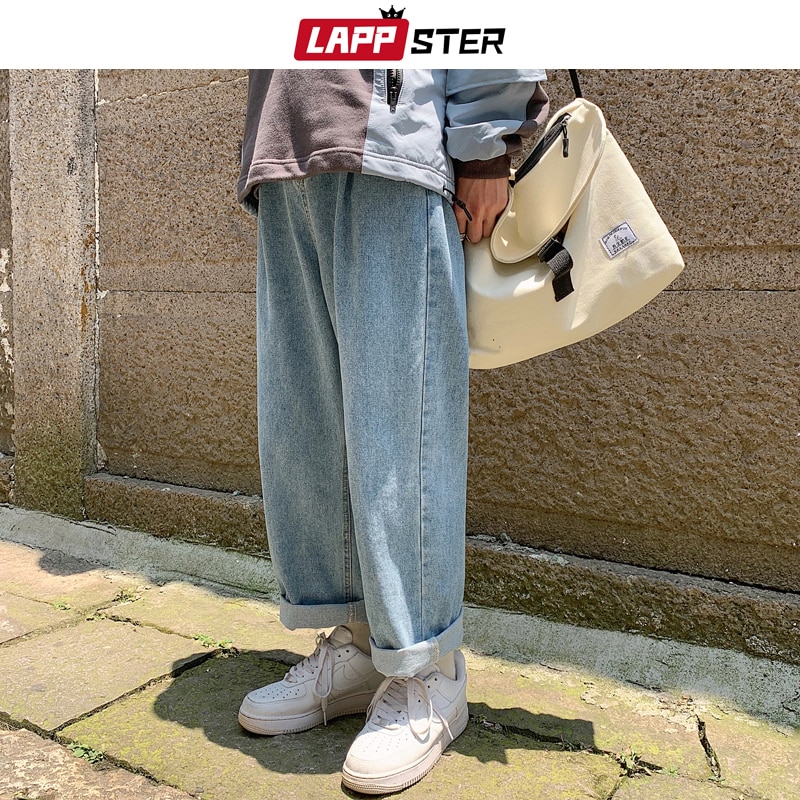 Lappster mænd baggy oversize jeans bukser denim herre hip hop harem bukser vintage casual kvinder denim bukser lige bukser