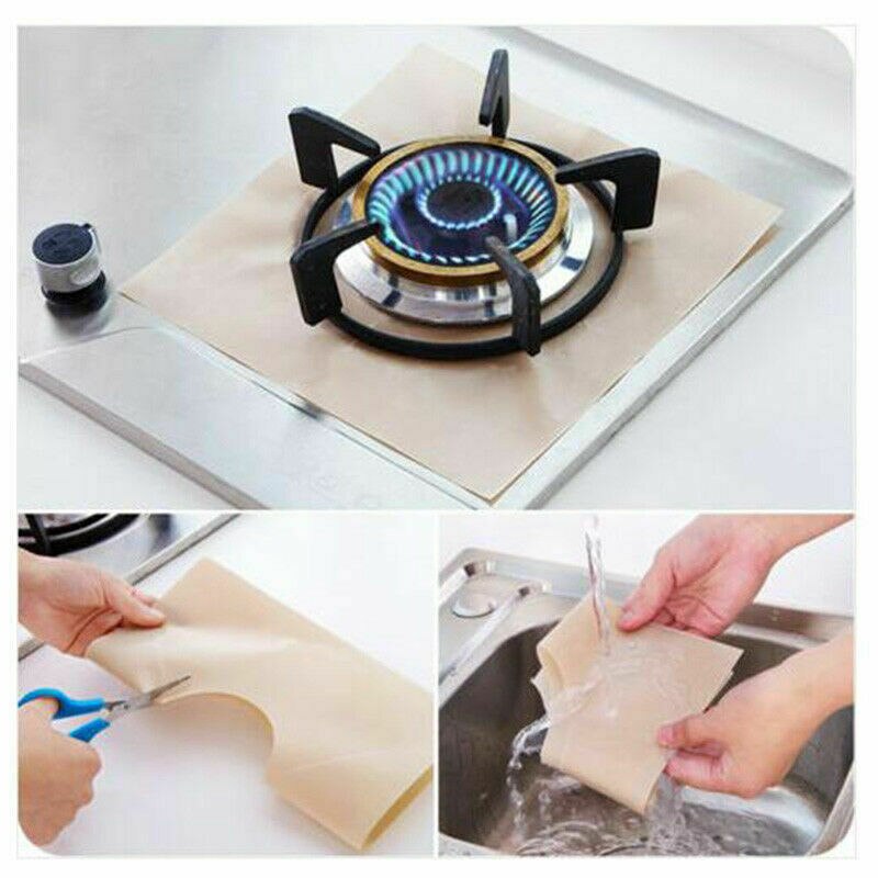4*Reusable Protector Gas Range Liner Non Stick Gas Hob Stove Top Cooker Cover