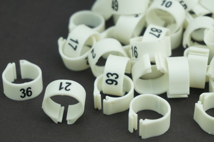 100 PCS/Lot White 14MM Dia 001-100 Numbered Chicken Leg Bands duck Chicken Goose Pet Rings
