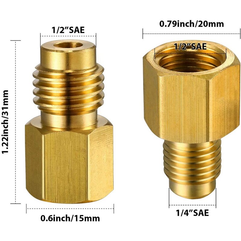 Brass Refrigeration Box Adapter Is Suitable for R12 Assembly Adapter 1/2 ACME Air Conditioner Connector Nut