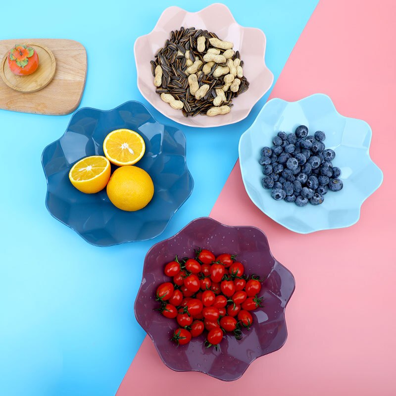 Fruitschaal Thuis Woonkamer Plastic Bloem Effen Opslag Container Kantoor Snoep Snack Zaden Moer Plaat Gedroogd Fruit Kom