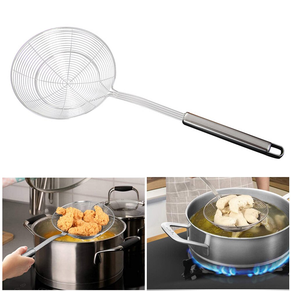 Skimmer Solid Spider Strainer Ladle Stainless Steel Kitchen Utensil Tool French Fries Fish Frying Utensil