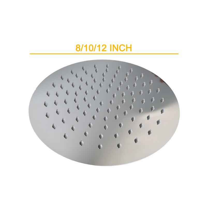 Runde &Ampere; platz Edelstahl Ultra-dünne Duschköpfe 12/10/8 zoll Regen Dusche Kopf Regen Dusche und Arm Glanz Chrom beenden