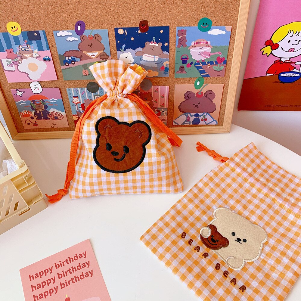 Sharkbang kawaii bjørn stof bundt lomme kosmetisk opbevaringstaske desktop taske makeup organizer taske dekorativ taske