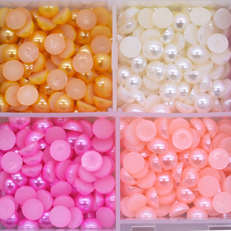 500 pièces 6mm multicolore résine plastique demi ronde perle artisanat Imitation perle perles pour vêtement accessoires filles chapeaux décor