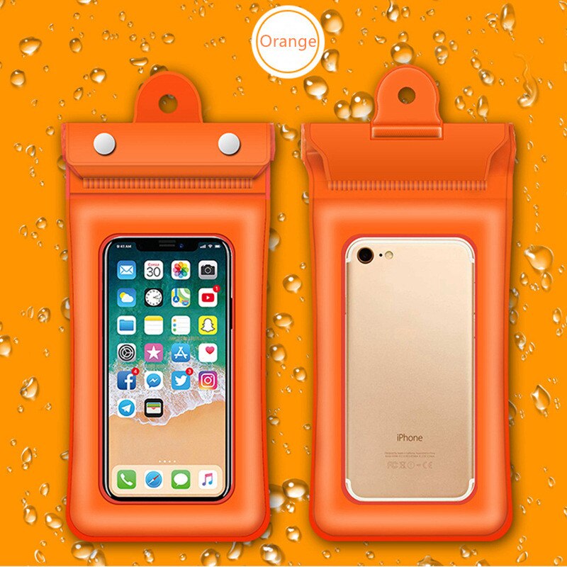 Bolsa de aire impermeable para teléfono móvil, funda de PVC para iphone 11 12 pro max, bolsa de buceo en Seco Bajo el agua, funda para teléfono deportivo: Orange