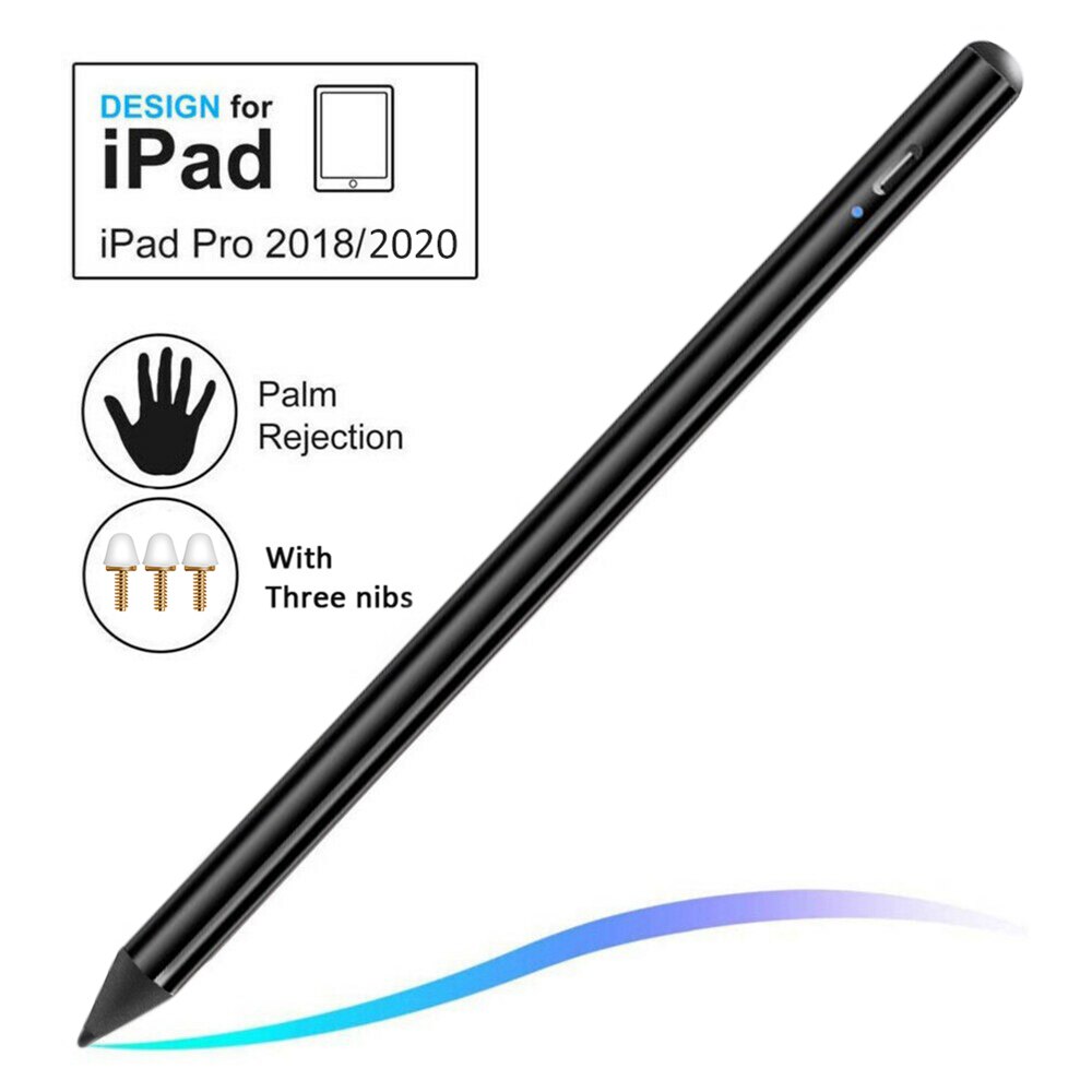 Para iPad Pencil 2 iPad Gen Stylus con rechazo de Palma nanomateriales recarga * 3 Compatible con lápiz Apple sensibilidad de la palma: Black