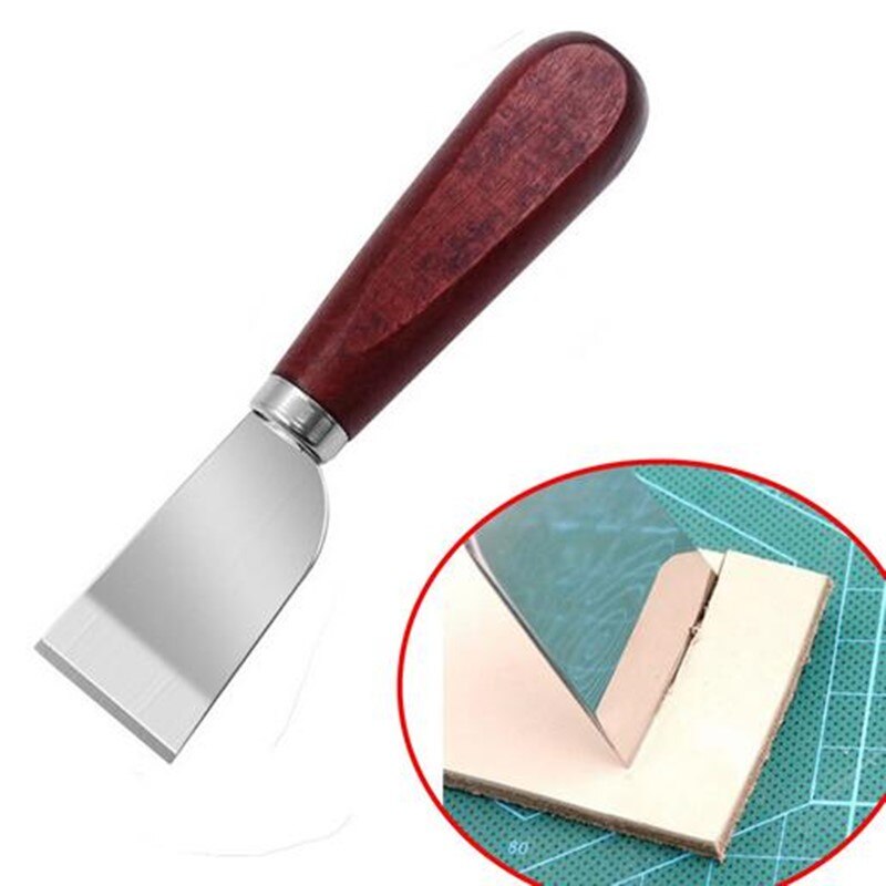 DIY Leathercraft Tool Wooden Handle Stainless Steel Leather Cutting Knife Leather Shovel Knife For Leather Working
