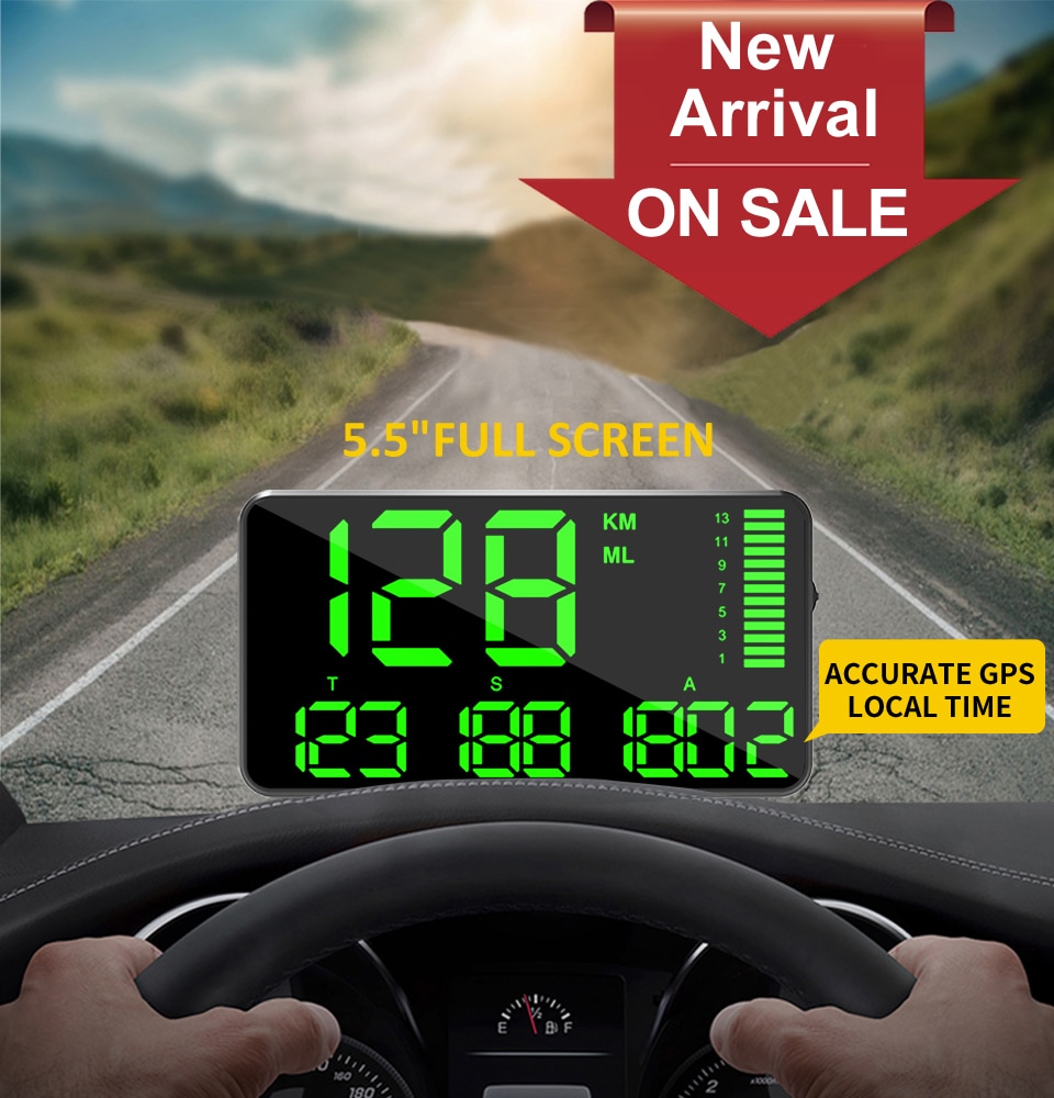 C90 GPS snelheidsmeter hud display auto hud Auto Digitale GPS Snelheidsmeter Voertuig Auto Hud Head up Display Meter Groot Scherm voor Auto