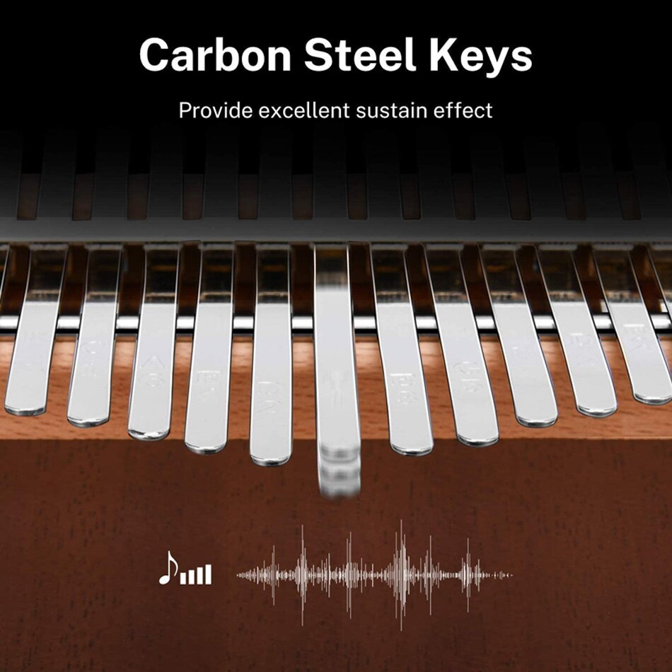 Piano de pulgar portátil de 17 teclas, Kalimba de toro hecho por Piano de dedo de una sola tabla, instrumento Musical de cuerpo de caoba de madera de