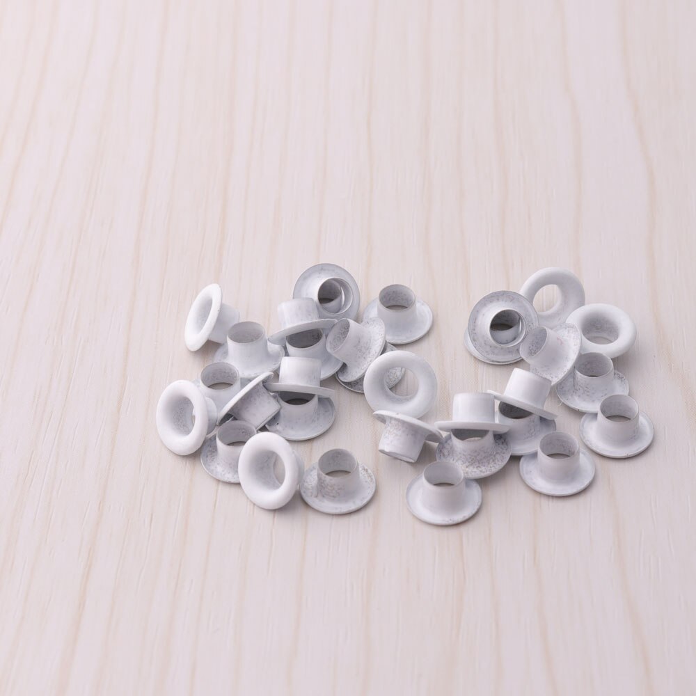 100pcs/lot 8*4*4mm Metal Eyelet Scrapbook Grommet Embellishment Garment Leather craft: white color