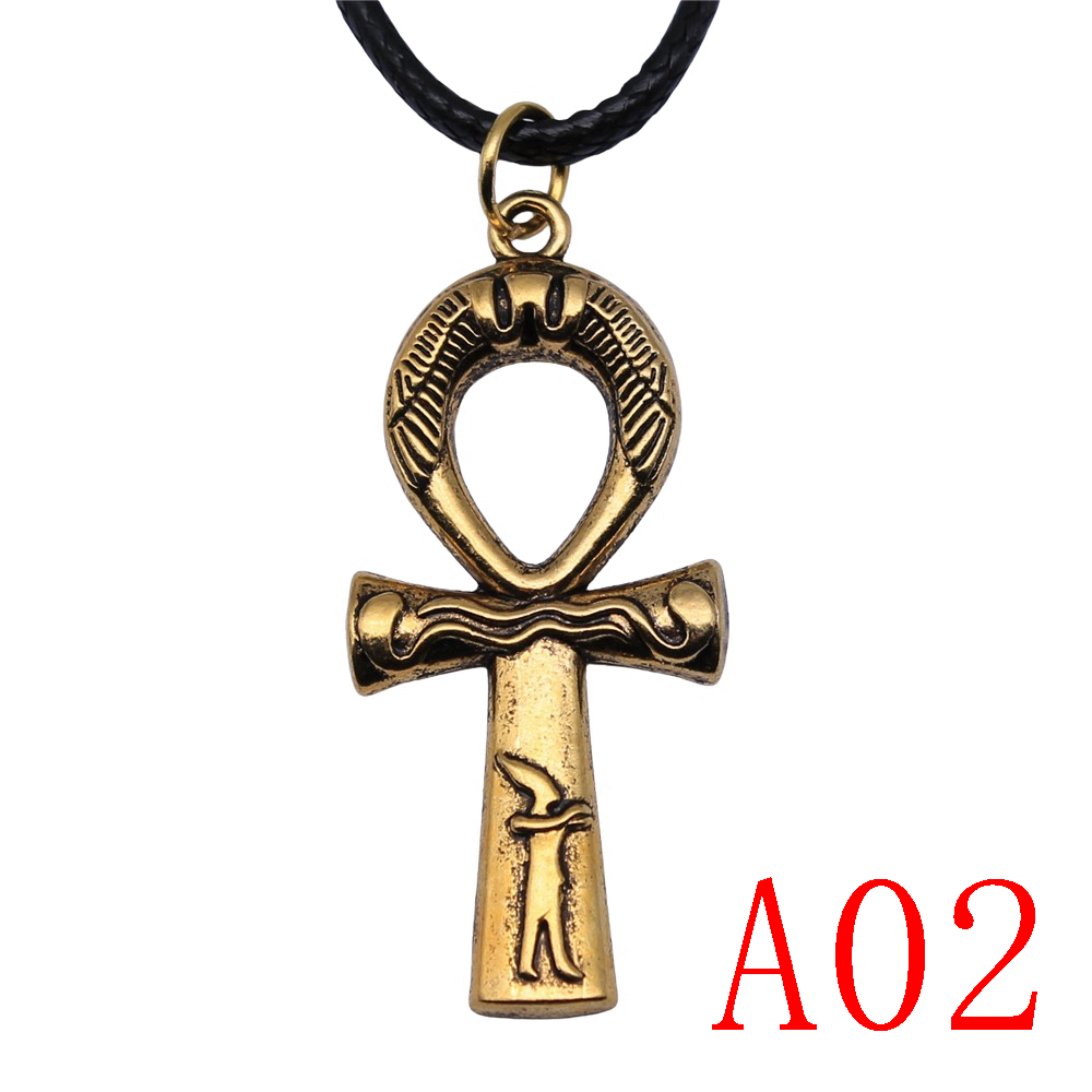 Collana con ciondolo a croce Ankh per gioielli moda donna regalo: 1pcs-A02-43x19mm