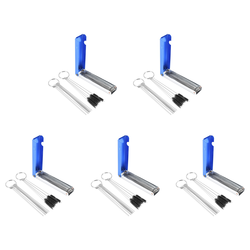 B84B-Carburadores limpiador de chorro de suciedad de carbono, juego de 13 cables de limpieza finos y buenos + 50 agujas de limpieza + herramienta de 25 cepillos de nailon