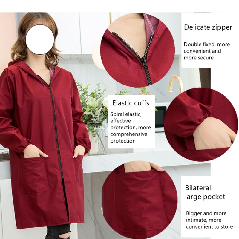 Waterproof apron for kitchen Aprons Long-sleeved women Home Cleaning Protective clothing Bib Cooking Apron kitchen Accessoriess