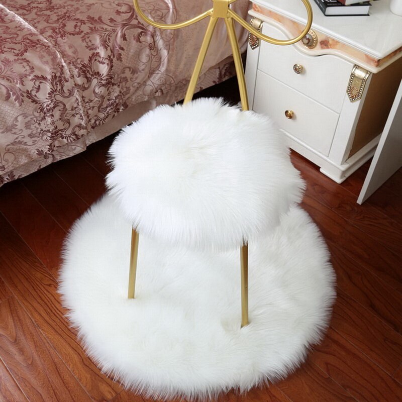 Tapis en laine artificielle, couvre-chaise en peau de mouton, couvre-siège et fourrure artificielle, 30x30CM, pour chambre à coucher