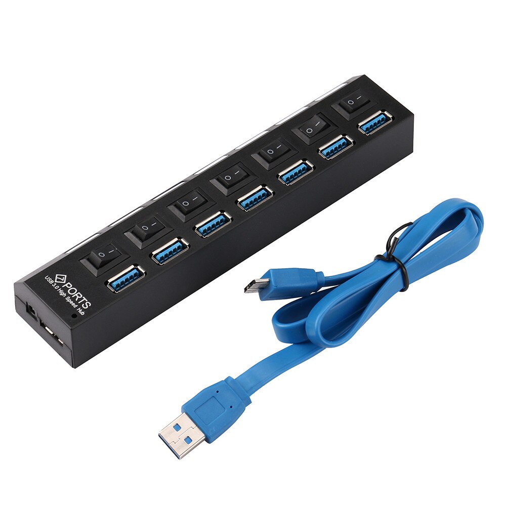 USB Hub 3.0 Multi USB 3.0 Hub USB Splitter High Speed 7 Ports For PC Laptop External Extension Adapter with Power Cable #LR2: USB 3.0 7 Ports