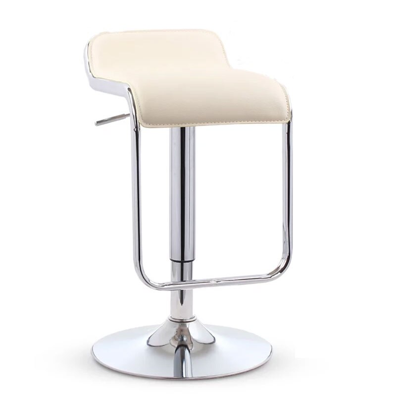 Modern Bar Chair Lifting Rotate Bar Home Front Desk Coffee Shop Simple Leisure High Chair: Creamy-white