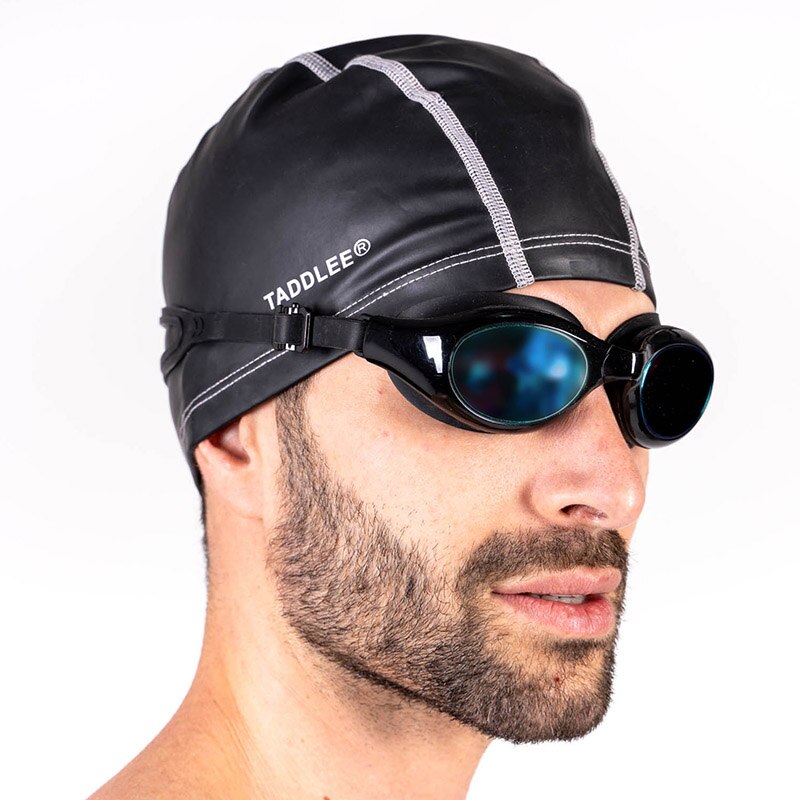 Taddlee Brand Swimming Cap Men Silicone Lycra Swim Hat Pool PU Fabric Swim Hat Waterproof Adult Swim Wear Accessories large size