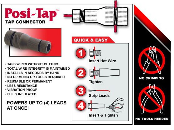 Posi-tap Connectors, 20-22 Gauge Wire, Bulk Pack of 10, No Crimping Or Tools Required, No Cutting