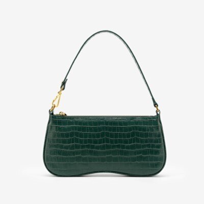 Vintage baguette tas met alligatormotief voor dames, pu leren schoudertas, okseltas, dameshandtas, meisjesportemonnee: Diepgroen