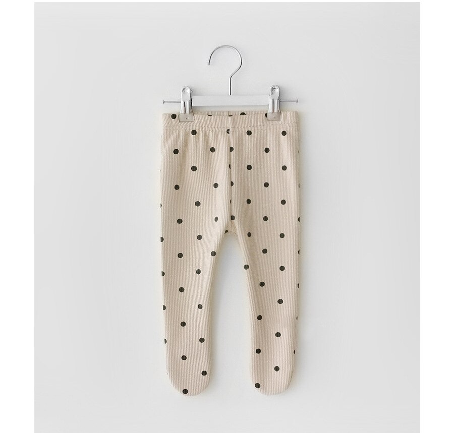 Koodykids Baby Meisje Jongen Broek Lente Herfst Baby Legging Wit Dot Baby Meisje Leggings Sokken Voeten Broek Lente 0-2 Jaar: Beige / 24M