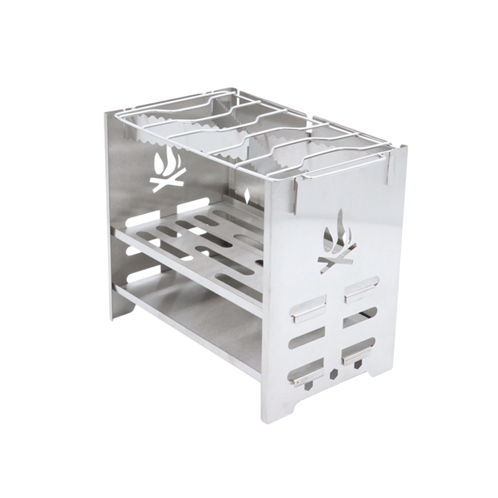 Camping Rocket Stove Stainless Steel Folding Stove Wood Stove for BBQ #W0: Default Title