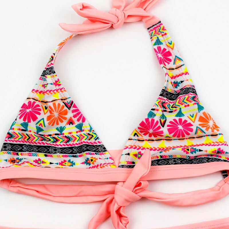 Bikini flickor tvådelade baddräkter nationell stil tryck strand simkläder för barn flicka tankini biquini infantil
