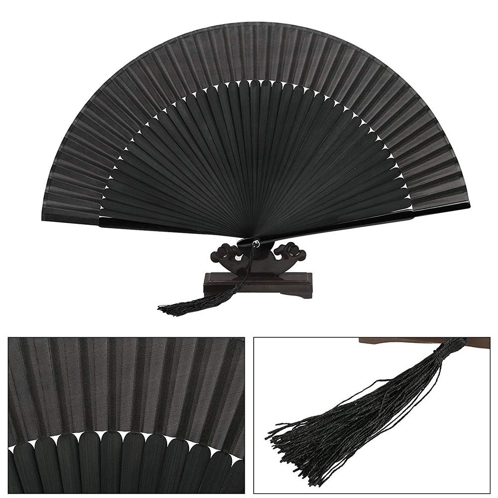 Bamboo Hand Fan Carved Hand Held Folding Fans Bamboo Wood Silk Folding Fans For Events Home Decoration