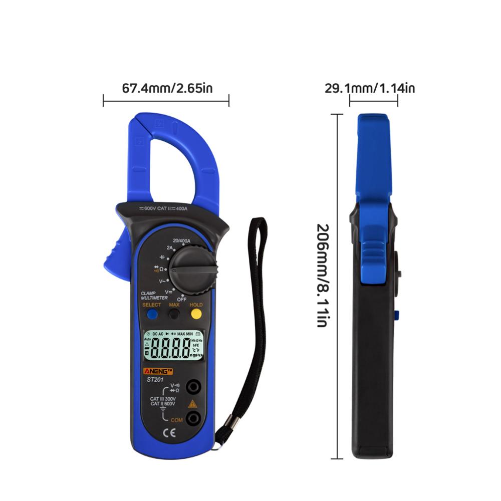 Digital clamp multimeter st -201 true rms lcd multifuction ohm dc ac voltmeter ac ammeter data tester
